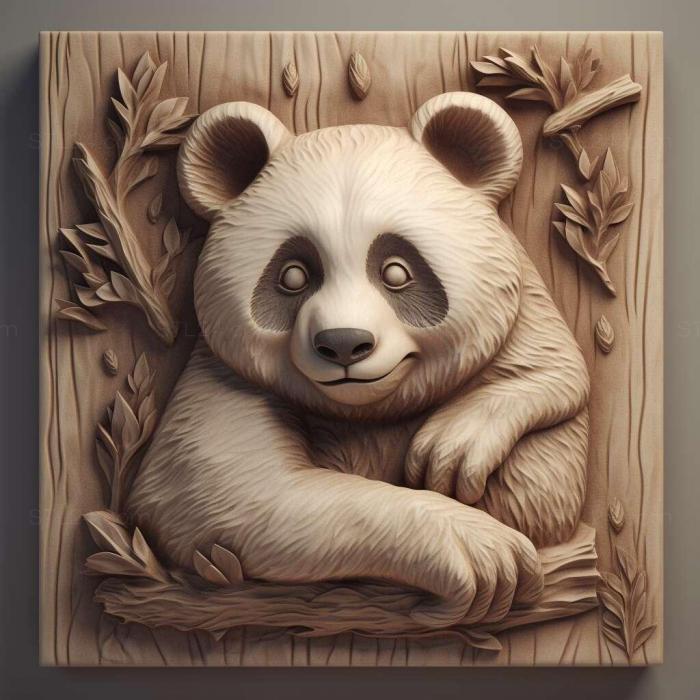 Nature and animals (Little panda 3, NATURE_415) 3D models for cnc